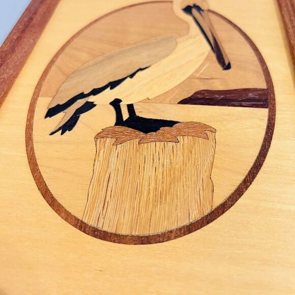 RARE Marquetry Jeffrey Alan Nelson Hudson River Inlay Pelican Bird MCM HTF - Picture 6 of 11